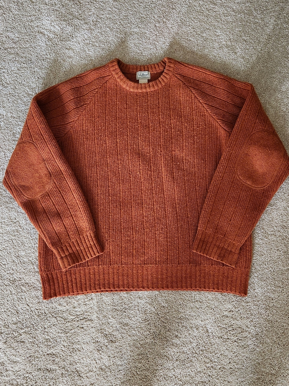 LL Bean 100% Shetland Wool Vintage speckled Burnt Orange Sweater Wmns L